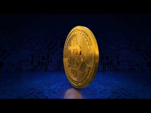 Bitcoin Cryptocurrency Spinning Animation Blue Circuit Background Free Stock Video