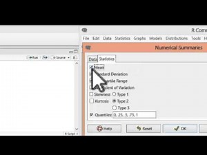 Computing mean sd median IQR in Rcmdr