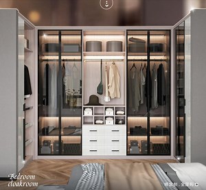 [Hot Item] Clear Glass Swing Door Modern Multifunctionale Wardrobe Cabinet