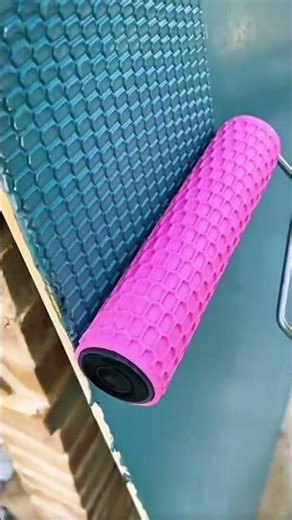 Textured Paint Roller Creates Decorative 3D Cube Patterns On This DIY Home Wall