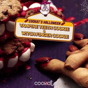 🎃🍪Vampire Teeth Cookie & Witch Finger Cookie🍪🎃 Look at the little bat flying throughout the video lol ▶Follow Cookat for more awesome recipes! | Cookat TV