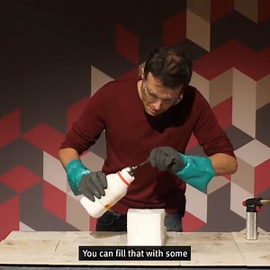 What happens when you put fire inside ice? Steve Mould demonstrates just this by setting magnesium on fire in a block of dry ice 🧊 [Do not try this at home] | Royal Institution of Great Britain