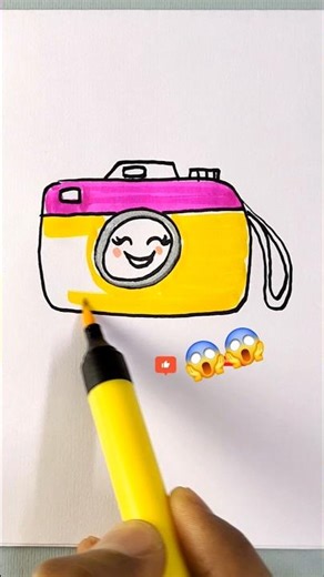 How to Draw a Cute Camera 📷 😍 for kids #shorts #kidsart #ytshorts #camera #drawing #funny
