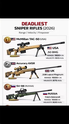 Deadliest Sniper Rifles 2026 🔥 Elite Power Ranked #weapons #sniper #military #guns #army