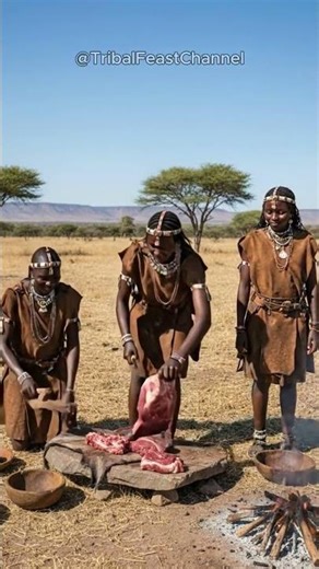 Ancient African Tribal Cooking Ritual in the Wild #africanfeast #food #bushmeat
