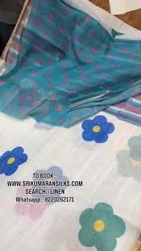 Premium Linen Cotton Saree with White Base and Floral Designs 🥳🙏🏻 #srikumaransilkssalem