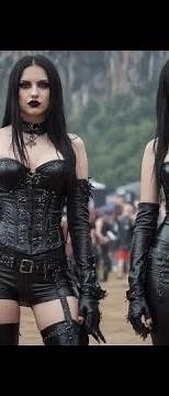 Young ladies in attractive faux leather bodysuit
