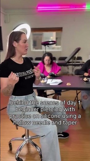 BTS day one beginner piercing: theory and practice on silicone #piercings #piercingartist