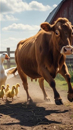 Angry Goose MOB CHASES Down Massive Cow! 😂🐄 Run for Your Life!