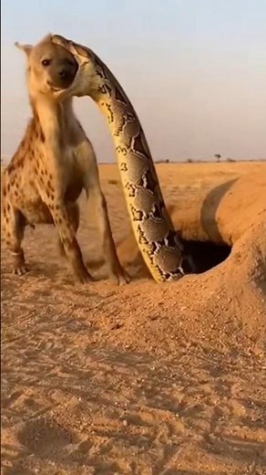 Giant Python Drags Entire Hyena Underground🔥 #PythonVsHyena #GiantPython #WildlifeAttack #Savannah