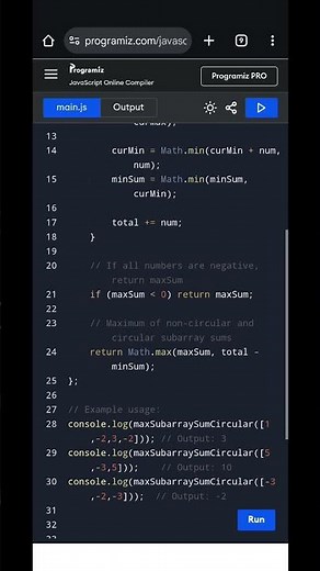 Maximum Sum Circular Subarray | JavaScript Kadane’s Algorithm Tutorial