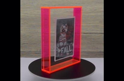 4x6 Acrylic Picture Frame Neon Floating Photo Frame for Wall Mount and Tabletop Decorative in Gallery Home Office, Neon Pink