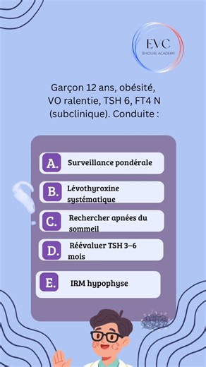 Bhouri Academy EVC - Dr Sam (Houcem) Bhouri on Instagram: "📘 QCM Corrigé « Voie Interne » Découvrez un QCM en pédiatrie expliqué par le Dr Ben Aoun Maroua 👩‍⚕️ Pour une préparation complète aux EVC – Voie Interne, Bhouri Academy met à votre disposition des programmes adaptés à chaque spécialité. 🎓✨ 💬 Indiquez votre spécialité en commentaire pour recevoir le lien en message privé."