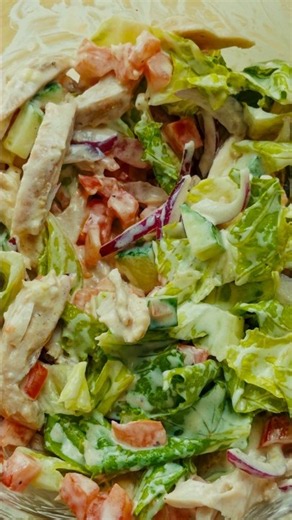 Mediterranean-Inspired Chicken Salad with Greek Yogurt Dressing #mediterranean