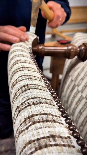 The smallest details make the greatest difference… Watch our artisan individually hand nail each stud into place, ensuring a beautifully refined finish. It’s a slow, skilled process - no strip nails, no shortcuts - just the precision and care that define true craftsmanship 🤍 | The Odd Chair Company
