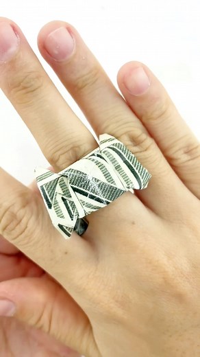 Money Origami bow ring #foldncrease #origami #moneyorigami #origamitutorial