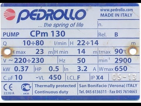 Analysis of the Nameplate of a Water Pump (a), 20/3/2017