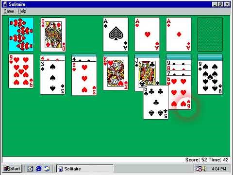 Gameplay of solitaire on windows 98