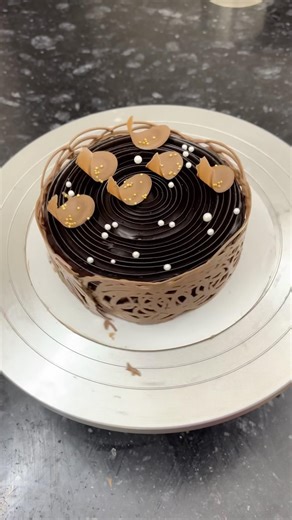 Elegant truffle Lace Cake Decoration | New Technique #trending #shorts #viral #trufflecake
