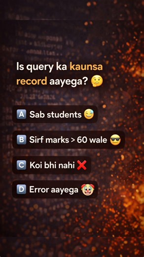 90% log SQL me yahan galti kar dete hain 😱Tum bata sakte ho is query ka output? 🤔#sql #sqlquiz #data