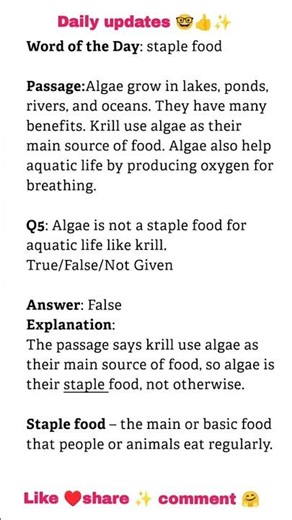 IELTS Reading Practice | Word of the Day: STAPLE FOOD 🌿