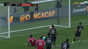 Thierry Ambrose nets a SLICK goal in the 23' to give Guadeloupe an early lead over Canada