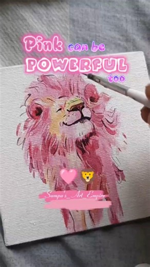 Pink Lion 🩷 #painting #art #minicanvas #viral #treanding #lionpainting #shortfeed #shorts #1m #lion