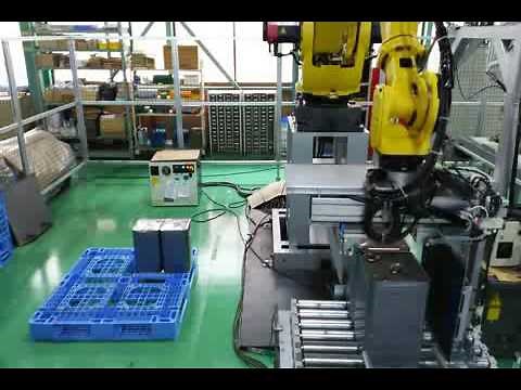 ロボットシステム 一斗缶用ハンド パレタイジング例
