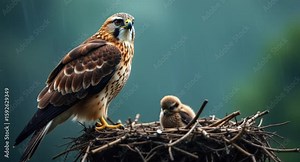 4K UHD Video – Red-shouldered Hawk Protecting Baby Chick in Nest, Capturing Tender Moments of Wildlife Parental Care