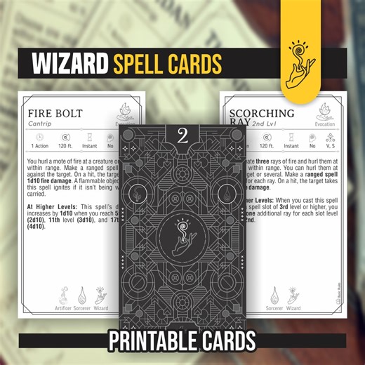 Wizard Spell Cards for D&D 5e: Printable Fillable Pdfs - Etsy