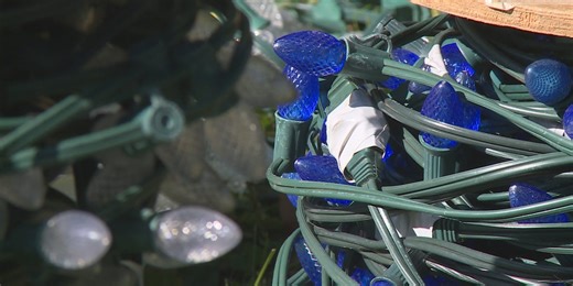 The set up for the Christmas Village at Irvine Park underway