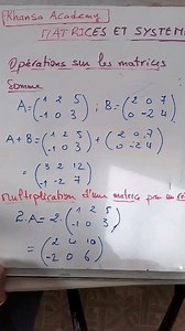 Somme de deux matrices Multiplication d'une matrice par un réel | Khansa Academy