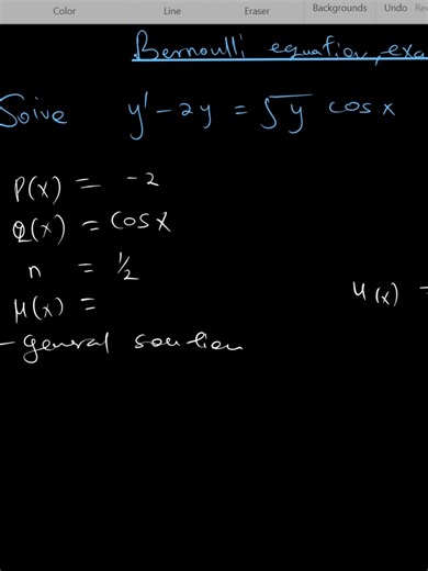 Benoullis equation ,example 2 The Bernoulli differential equation is an important type of first-order nonlinear differential equation that can be transformed into a linear equation using a simple substitution. In this video, you’ll learn: ✔ What a Bernoulli differential equation is ✔ The standard form of the Bernoulli equation ✔ Why it is nonlinear ✔ The substitution method used to solve it ✔ Step-by-step solution procedure ✔ A complete worked example This lesson is ideal for students studying: 
