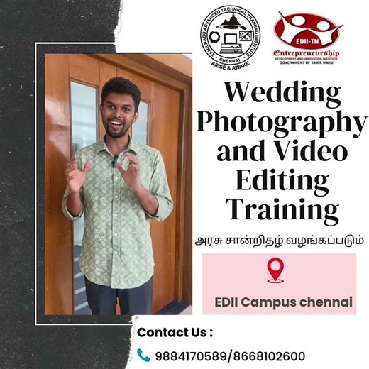 Wedding Photography Video Editing Master Program #weddingphotography #weddingphotographer | Tamilnadu Advanced Technical Training Institute
