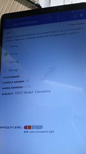 Neet 2024 Solutions Report Question I gram of sodium hydroxide... | Filo