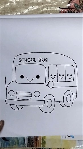 School Bus Drawing Easy Step By Step🚌#shorts #trending #art #viral #drawing #schoolbus #ytshorts #yt