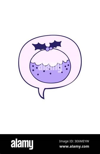 splitting effect animation of cartoon christmas pudding with speech bubble Stock Video Footage - Alamy