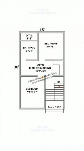 15×30 house plan design | 2bhk plan | 15×30 ghar ka naksha | #shortvideo #youtubeshorts #houseplan