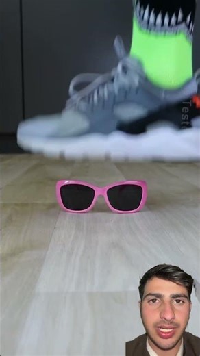 Wow, look at this guy sneaker, crushing to solve eggs, glasses, and other product #crushing