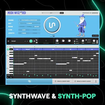 Instantly generate hit melodies/chord progressions in 32 genres using AI & get inspiration with MIDI Wizard 2.0 🧙‍♂️ Get the full details here: https://unison.audio/midi-wizard Hundreds of producers have already jumped on board and are using new AI tech to help them produce their best music. So, if you're serious about producing hit songs that make it to the top of the charts... Get the all-new Unison MIDI Wizard 2.0 here: https://unison.audio/midi-wizard Plus, you can get it at a massive launc