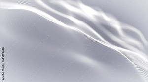 Particles white wave Cyber technology background loop. Abstract seamless animation of mesh glowing dots digital luxurious wave particles flows background, Motion of digital data flow.