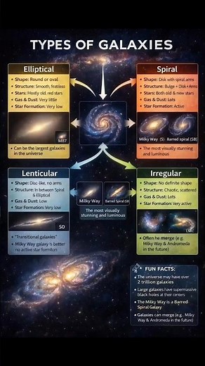🌌 TYPES OF GALAXIES ✨The universe is filled with billions of galaxies.#galaxy
