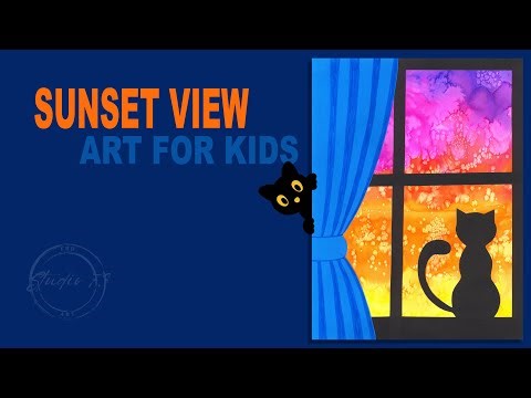 How to Make a Sunset View Collage 🌅 | Easy Cat in the Window Art for Kids