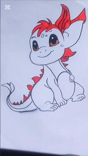 How to Draw a beautiful DRAGON cartoon | easy tutorial #dkartpro #shorts #drawing #tutorial #art