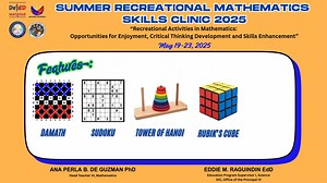 1K views · 13 reactions | Join and explore in the world of Numbers for Free... Summer Recreational Mathematics Skills Clinic 2025 ( Advance Math subject, Modulo Arts, DaMATH, Tower of Hanoi, Rubrics Cube, Soduko, Magic Square,), May 19-23,2025 Interested students pls visit us in BVANHS Math Learning Center to reserve your slot or see your Mathematics teachers for more Details Open for Elementary n Secondary Students | Bvanhs Mathematics Warriors | Facebook