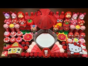 Festival of RED Colors !! Mixing Random Things Into Homemade Slime !! Satisfying Slime Smoothie #768