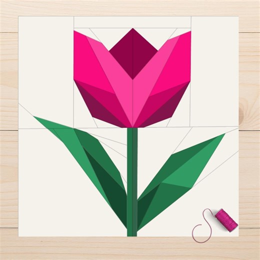 Tulip FPP Quilt Block Pattern – Foundation Paper Piecing Flower PDF – Spring Floral Design - Etsy