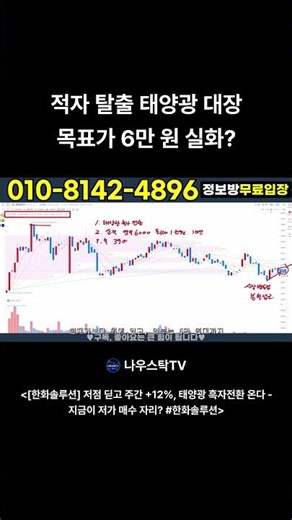 적자 탈출 태양광 대장 목표가 6만 원 실화 #한화솔루션