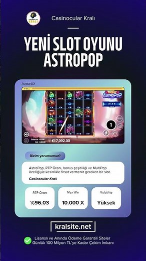 Yeni Slot Oyunu AstroPop İncelemesi 2025 / En Çok Kazandıran AvatarUX Slot Oyunları