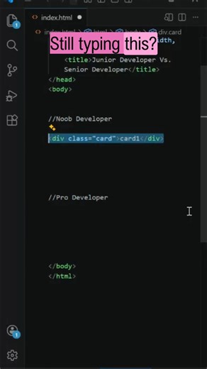 Stop Typing HTML Like This 😳 | Emmet Trick (Noob vs Pro) 🔥
